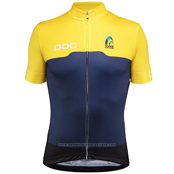 2017 Maillot Cyclisme Suede Jaune et Bleu Manches Courtes et Cuissard